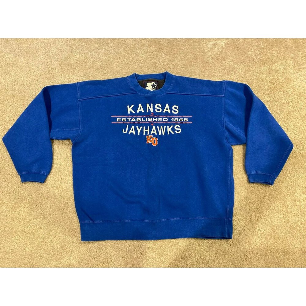Vintage Kansas Jayhawks STARTER Crewneck Sweater Size XL